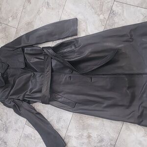 THE KOOPLES PARIS NWT REAL LEATHER STRUCTURED BELTED TRENCH COAT SZ EST Medium